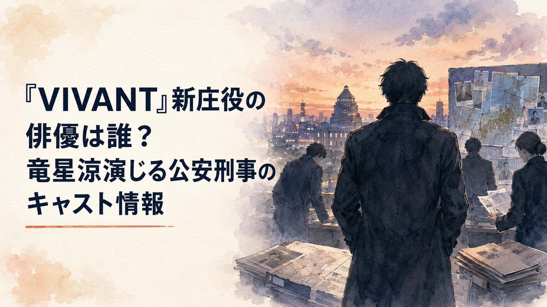 『VIVANT』の公安チームと秘密を抱えた新庄浩太郎を描いた緊迫感あるドラマ風シーン