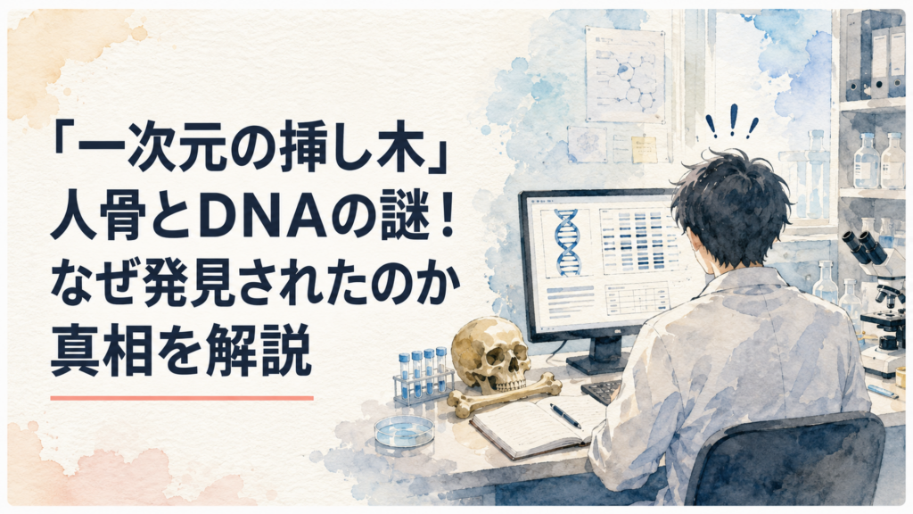 大学院の研究室で人骨のDNA鑑定結果を見つめ愕然とする青年研究者のシーン
