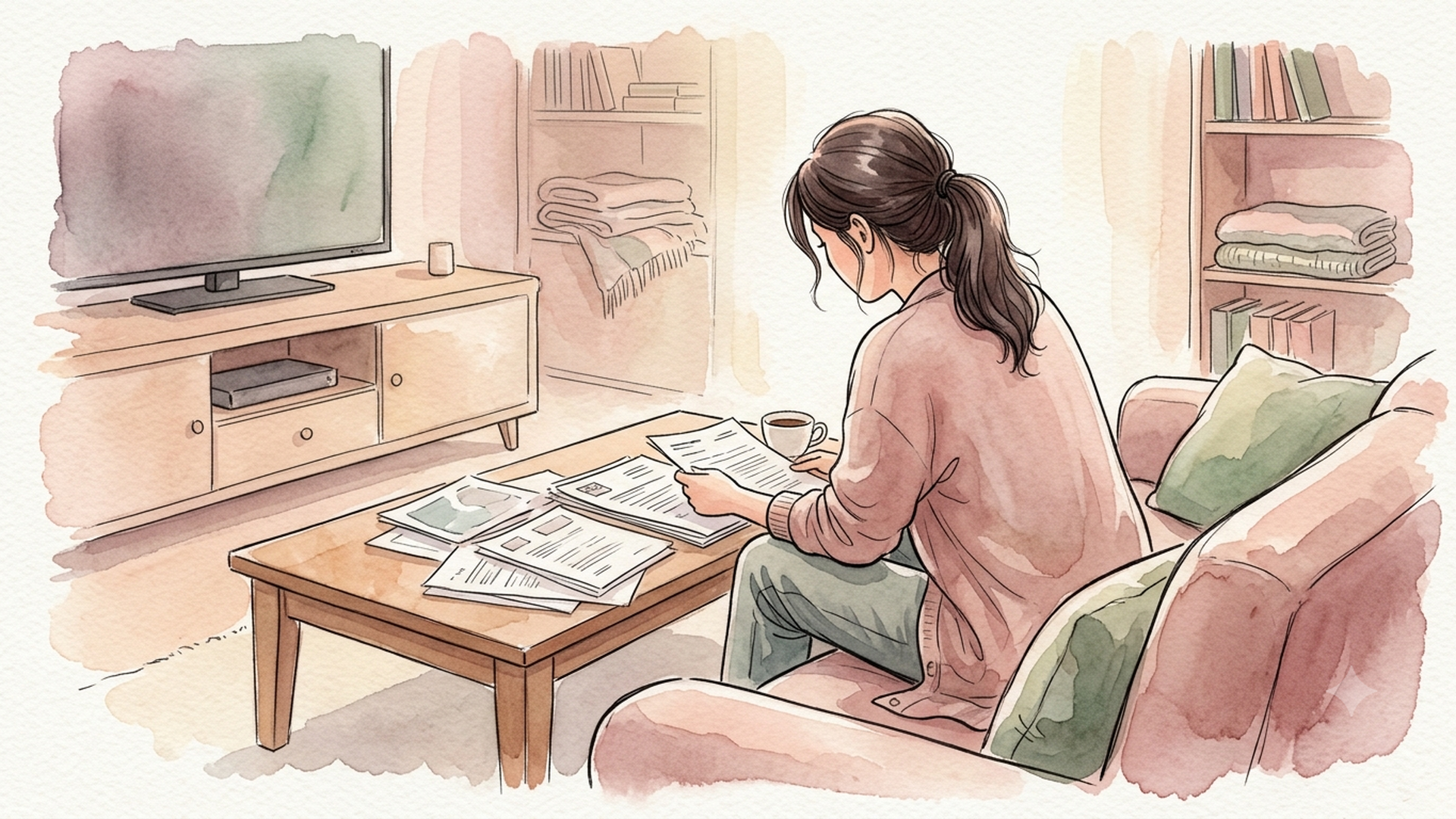 法医学の検視室で資料を確認する女性検視官