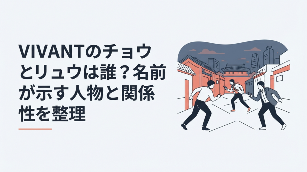 2018年の北京を背景に野崎とチョウとリュウの立場が交差する緊迫した諜報ドラマ風イメージ