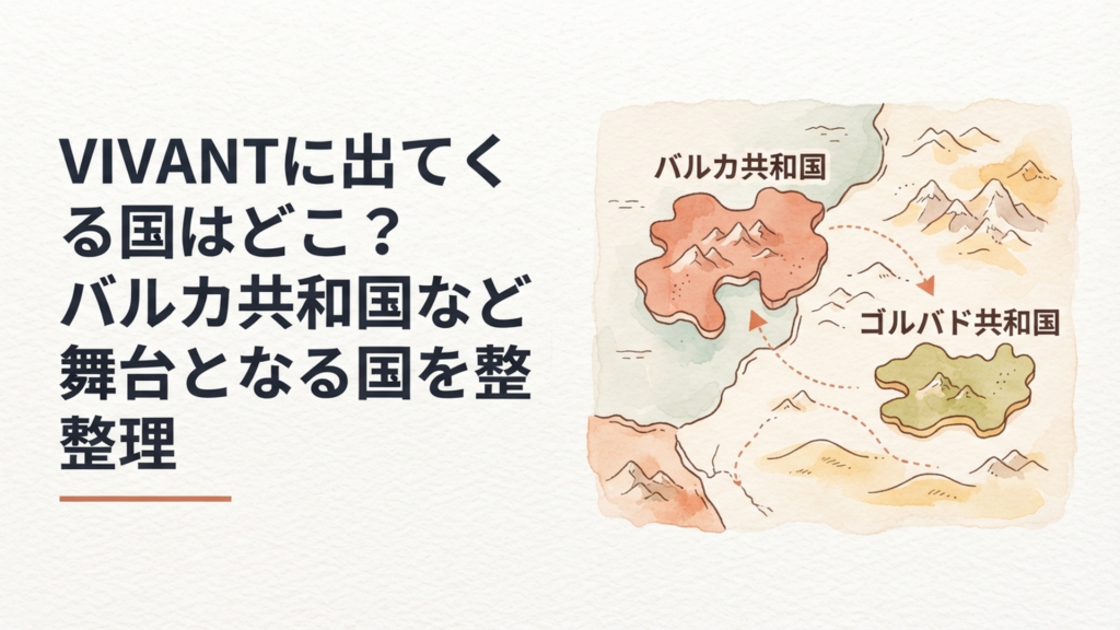 地図の上に浮かぶ架空国家バルカ共和国とゴルバド共和国のイメージ